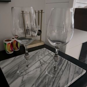 Two wine glasses, with rhinestone details